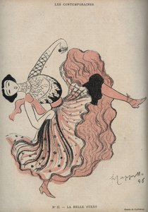 Porträt von Caroline (La Belle) Otero (1868-1965), spanische Tänzerin und Kurtisane - Zeichnung von Leonetto Cappiello (1875-1942) in „Le Rire“ von 1898