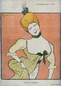 Porträt der französischen Komödiantin Jeanne Granier (1852-1939) - Zeichnung von Leonetto Cappiello in „Le Rire“ von 1898 von Leonetto Cappiello