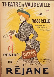 Plakat für die Komödie "La passerelle" von Francis de Croisset (1877-1937) und Fred De Gresac (1879-1943) im Théâtre du Vaudeville mit Rejane von Leonetto Cappiello