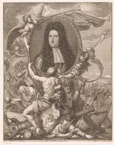 Porträt von Eugen von Savoyen getragen von allegorischen Figuren von Leonhard Heckenauer