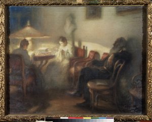 Der Schriftsteller Leo Tolstoi mit seiner Familie in Jasnaja Poljana von Leonid Osipovic Pasternak