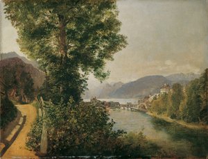 Blick von der Traun bei Gmunden auf den Traunsee von Leopold Blonder
