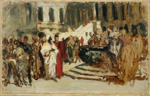 Skizze zum Gemälde "Arabische Kaufleute in Venedig" von Leopold Carl Muller