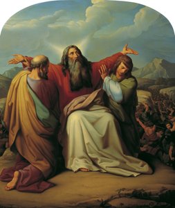 Moses, um den Sieg betend