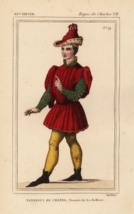Tanneguy IV du Chatel, Vicomte de la Belliere, Großmeister des Hotels von Franz II., Herzog der Bretagne, gest. 1477. Handkolorierte Lithographie nach einer Figur in einem Wandteppich, der Esther und Mordechai darstellt, in Roger de Gaignieres