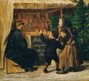 Lebzelterstand auf dem Weihnachtsmarkt von Leopold Till