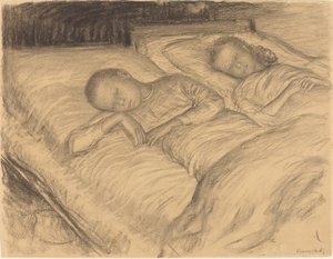 Die Kinder des Künstlers Wolf und Anna im Schlaf von Leopold von Kalckreuth