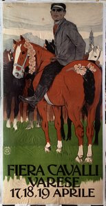 Werbeplakat für Pferdemarkt in Varese, Italien