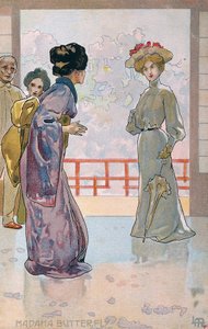 Postkarte erstellt für die Premiere von "Madame Butterfly", in Brescia