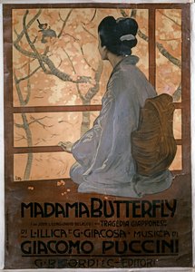 Plakat für die erste Aufführung von "Madama Butterfly" in Mailand, 17. Februar von Leopoldo Metlicovitz
