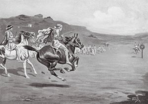 Griechische Reiter werfen den Speer