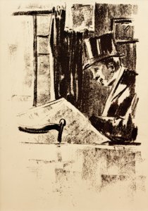 Zeitungsleser mit Zylinder von Lesser Ury
