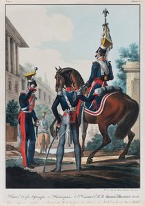 Hauptstabsoffiziere des Ulanenregiments Großherzog Michael Pawlowitsch von Russland, 1830er von Lev Alexandrovich Belousov