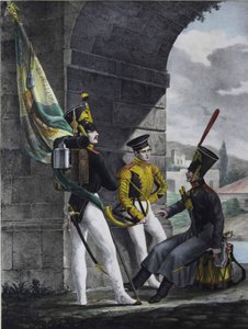 Podpraporshchik, Trommler und Hornist des Finliandsky-Garde-Regiments, 1829 von Lev Alexandrovich Belousov