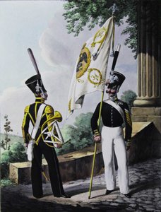 Porte-epee-Praporshchik und Hornist des Gardegarnisonsbataillons, 1829