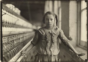 Zehnjähriger Spinner in einer Baumwollspinnerei in North Carolina
