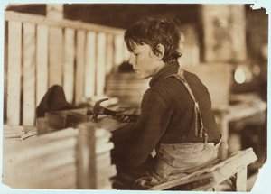 Junge macht Körbe für Melonen in Evansville, Indiana, 1908