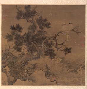 Vögel auf einem Baum über einem Wasserfall, 1127-1279