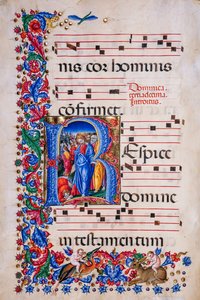 Piccolomini-Bibliothek: Chorbuch, cod. 24.9, ff. 67v mit der „Heilung des Aussätzigen“