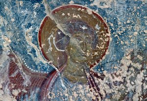 Engel, Fresko in der Kirche Panagia, Rodovani, Kreta, Griechenland von Unbekannt Unbekannt