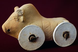 Tier auf Rädern, Terrakotta-Kinderspielzeug, italische Zivilisation von Unbekannt Unbekannt