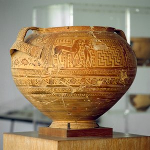Argivischer Krater mit geometrischen Dekorationen, Durchmesser 50 cm, griechische Zivilisation, 8. Jahrhundert v. Chr. von Unbekannt Unbekannt