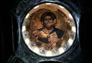 Christus Pantokrator, Innere Kuppel der Kirche Panagia Parigoritissa, Arta, Epirus, Griechenland