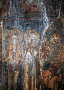 Christus und Heilige, Fresko in der Kirche Agios Ioannis, Kantanos, Kreta, Griechenland