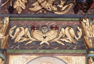 Dekoration, Detail der Ikonostase in der byzantinischen Kirche St. Georg, Anidri, Kreta, Griechenland