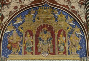 Fresko, das Vishnu darstellt, Thanjavur Maratha-Palast, Tamil Nadu, Indien von Unbekannt Unbekannt