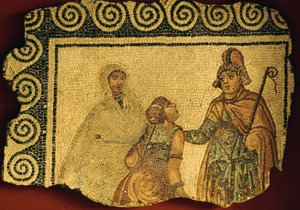 Initiationsszene, Mosaik aus der römischen Villa von Negrar, Venetien, Italien, römische Zivilisation