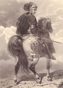 Italienischer Militärführer und Politiker Gian Giacomo Trivulzio (1440-1518), Stich, 22x16 cm, aus Galerie Historique de Versailles, Histoire de France, Charles Gavard Publisher, Paris, um 1840 von Unbekannt Unbekannt