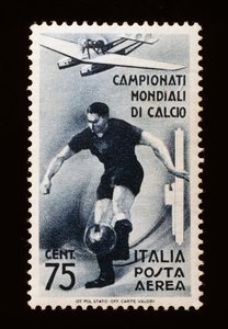Briefmarke für die FIFA-Weltmeisterschaft 1934, 75-Cent-Luftpostmarke, Italien, 20. Jahrhundert