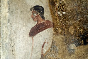 Junger Mann, Detail aus Fresko aus Paestum, Kampanien, Italien, antike griechische Zivilisation, Magna Graecia von Unbekannt Unbekannt