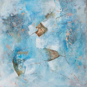 Fließendes blau-goldenes Abstrakt