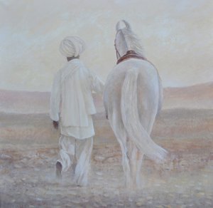Rabari und weißes Pferd von Lincoln Seligman
