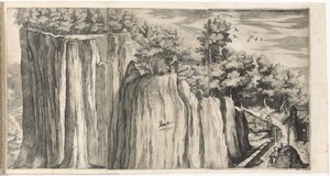 Blick auf den Berg La Verna von der Straße von Casentino (Vue de la montagne della Vernia...) [Tafel A] von Lino Moroni