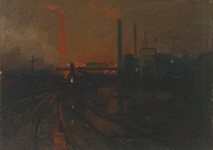 Stahlwerke, Cardiff, bei Nacht