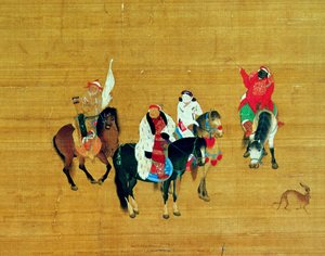 Kublai Khan (1214-94) auf der Jagd, Yuan-Dynastie (Detail) von Liu Kuan tao