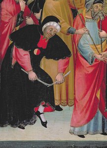 Jüdische Barceloner, Detail vom Altarbild der Jungfrau und des Heiligen Georg, ca. 1390-1400