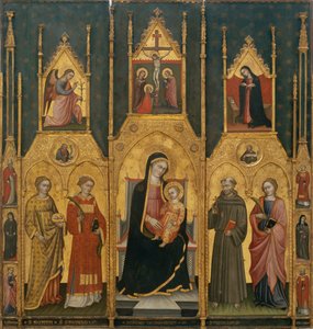 Altarbild der Jungfrau mit den Heiligen Agatha, Stephanus, Franziskus und einem Märtyrerheiligen