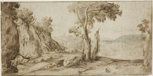 Felsen und Bäume am Rand eines Hügels