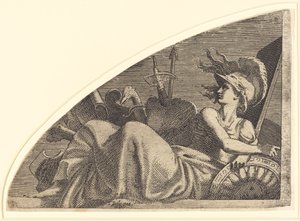 Bellona auf ihren Trophäen sitzend