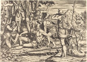 Der Tod des Adonis von Léon Davent after Luca Penni