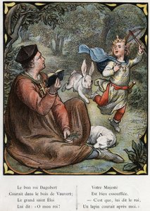 Illustration von Lorenz Frolich (1820-1908) für das Volkslied „Der gute König Dagobert“. Ausgabe J. Hetzel. Um 1880