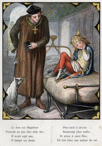 Illustration von Lorenz Frolich (1820-1908) für das Volkslied „Der gute König Dagobert“. Ausgabe J. Hetzel. Um 1880. (Zahnschmerzen)