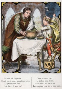 Illustration von Lorenz Frolich (1820-1908) für das Volkslied „Der gute König Dagobert“. Ausgabe J. Hetzel. Um 1880.