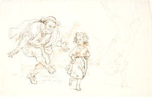 Älterer Mann und kleines Mädchen, die tanzen von Lorenz Frølich