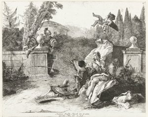 Rinaldo und Armida von Ubaldo und Carlo beobachtet