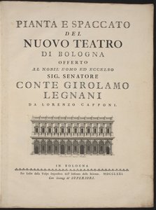 Grundriss und Querschnitt des neuen Theaters von Bologna von Lorenzo Capponi, after Antonio Galli Bibiena